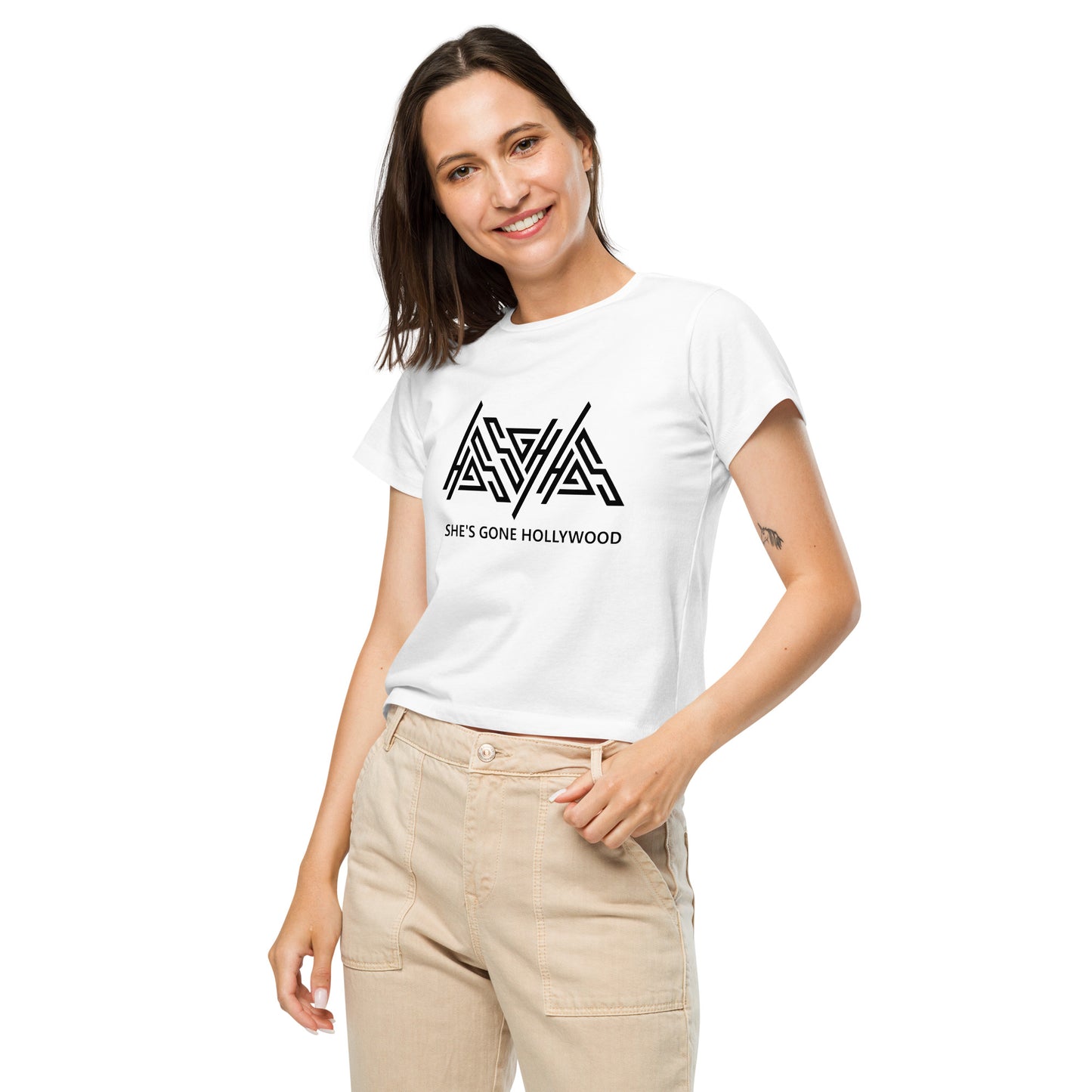 She’s Gone Hollywood Logo high-waisted t-shirt